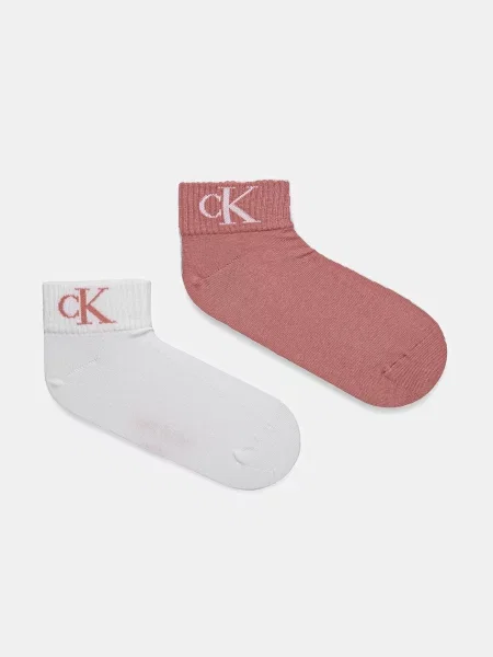 Чорапи Calvin Klein Jeans 2 чифта розово