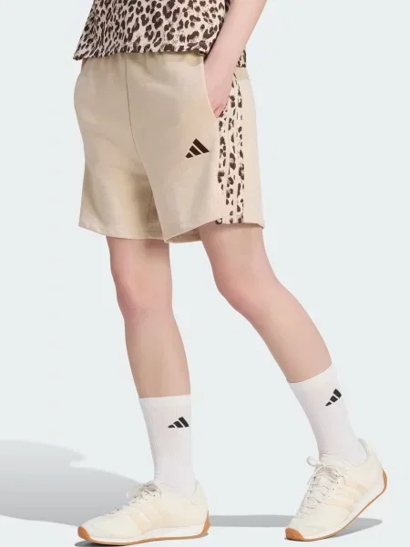 Adidas teplákové šortky dámske s bavlnou Leopard Pack béžová
