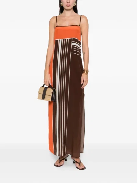 Rochie maxi Sir cu dungi de costum maro