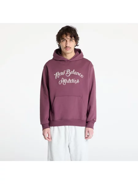 Суичър с качулка New Balance с качулка с апликация винено червено