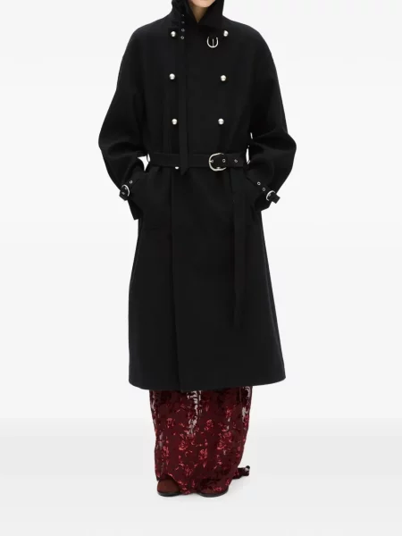 Двуредно препасан палто Ann Demeulemeester черно