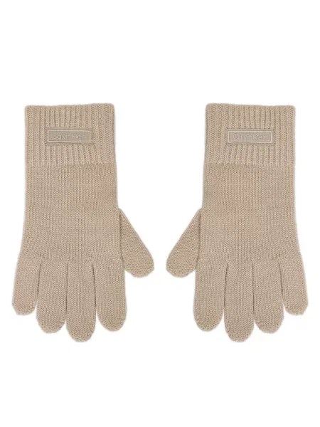 Γάντια Calvin Klein Patch Wool Knitted Brown Universal καφέ