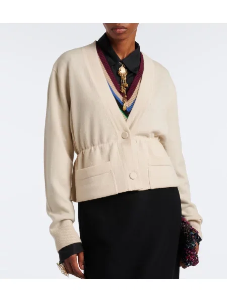 Cardigan Dries Van Noten de lână alb