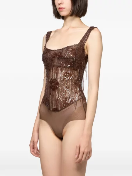 Боди Atu Body Couture с пайети кафяво