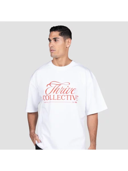 Koszulka fitness oversize Thrive biała