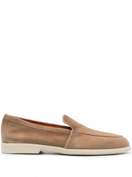 Pantofi loafer Santoni din piele de căprioară maro