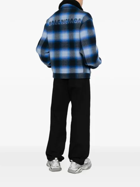 Карирано яке тип риза Balenciaga синьо