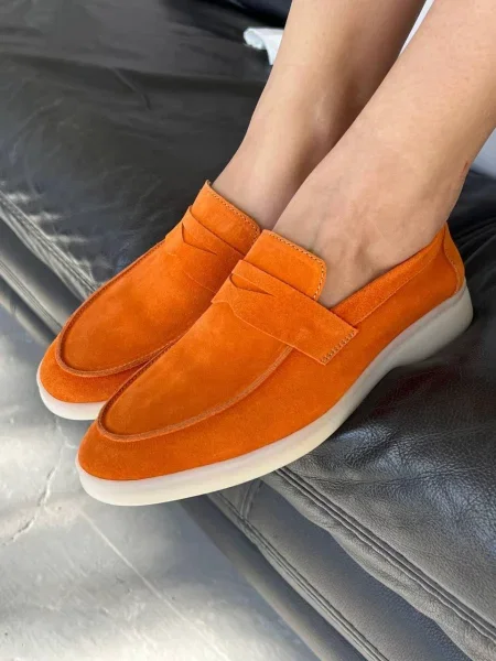 Замшевые лоферы 105.store оранжевые