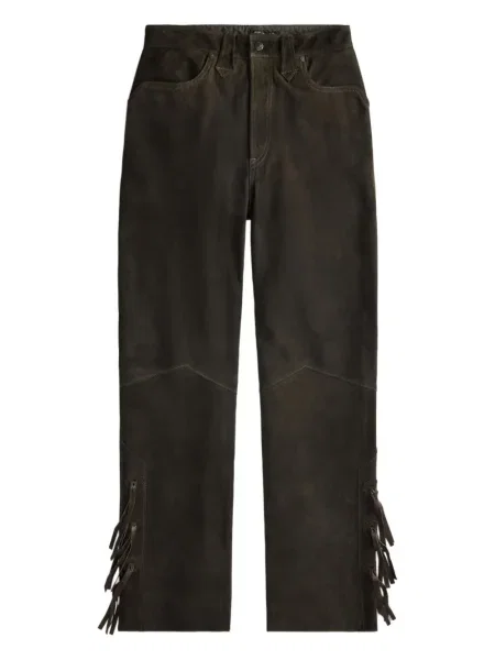 Pantaloni Ralph Lauren Rrl din piele negru