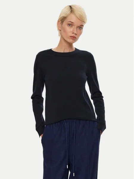 Вълнен пуловер BOSS дамски синьо от лека материя тъмносиньо