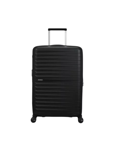 Lniana walizka American Tourister czarna