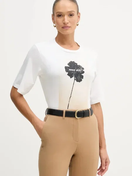 Тениска Sisley дамска бежово бяло