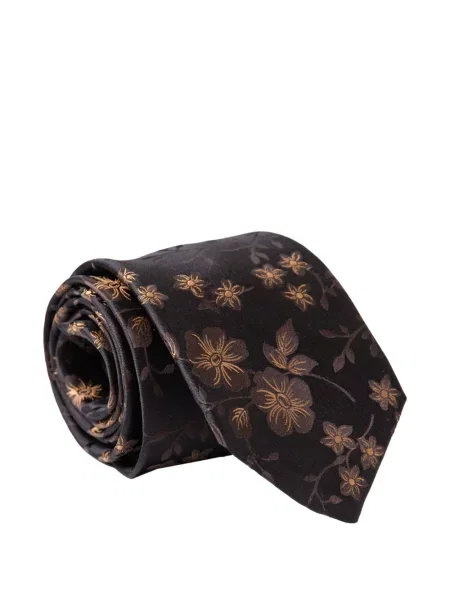 Cravată Elizabetta cu model floral din jacard negru