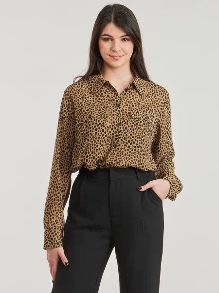MICHAEL Michael Kors camasa femei cu guler clasic relaxed maro
