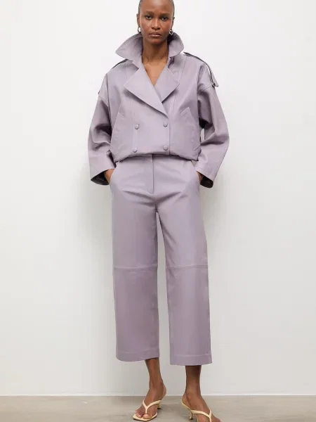Answear.LAB pantaloni pentru femei din piele MADELINE Unscripted Collection violet