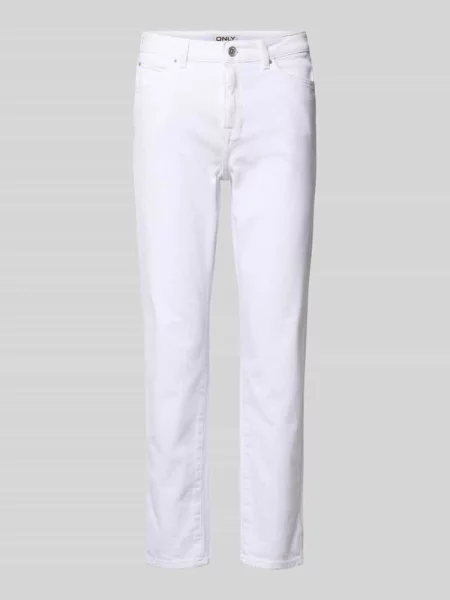 Jeansy o kroju straight fit z mieszanki bawełny model EMILY' Only białe