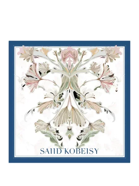 Fular Saiid Kobeisy cu model floral alb