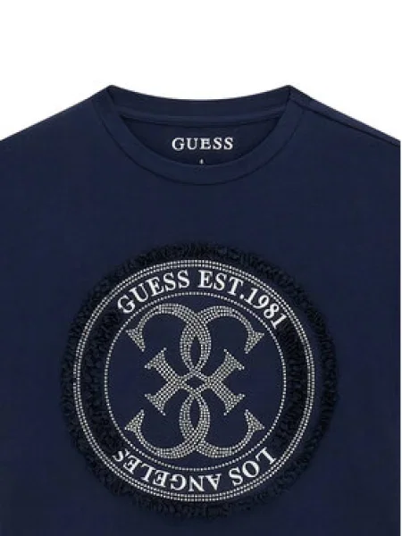 Guess Póló Sötétkék Relaxed Fit fehér