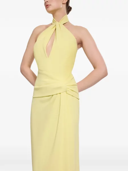 Rochie maxi Elie Saab cu gât halter galben