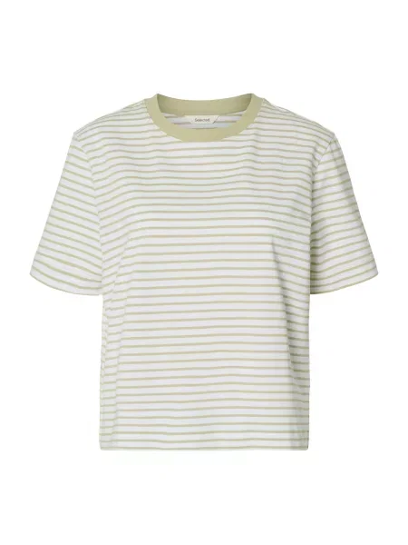SELECTED Tricou SLFESSENTIAL oliv alb