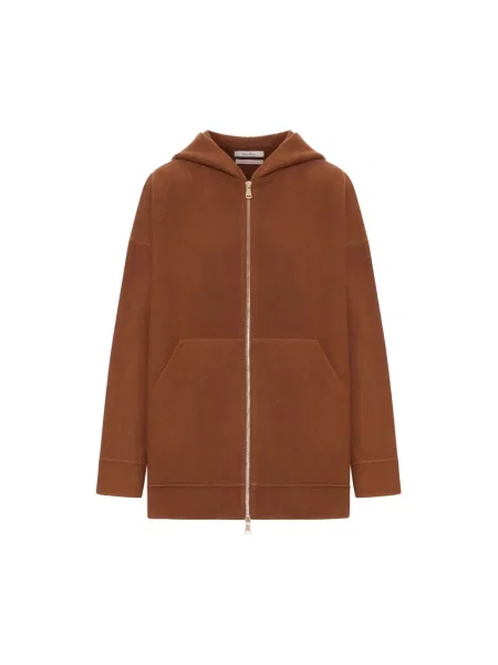 Bluza z kapturem Max Mara z kapturem brązowa