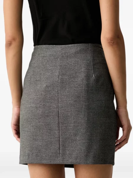 Cu centură fusta mini Fracomina cu model herringbone gri