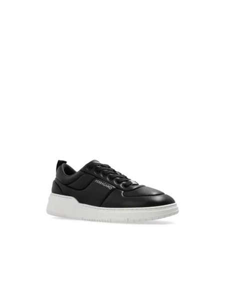 Sneakersy Salvatore Ferragamo skórzane z logo czarne