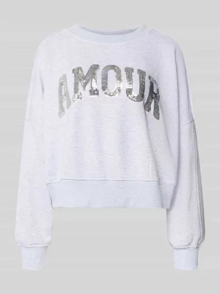 Bluza o kroju oversized z cekinowym obszyciem model Amour' Miss Goodlife
