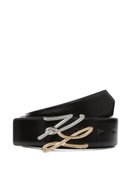 Curea Karl Lagerfeld reversibilă cu autograf negru