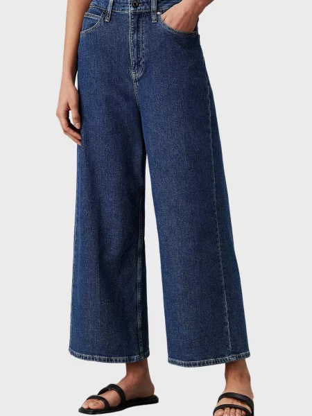 Укорочені джинси Calvin Klein з високою посадкою сині