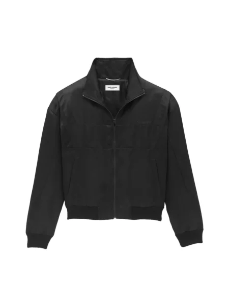 Kurtka bomber Saint Laurent wełniany typu teddy czarny