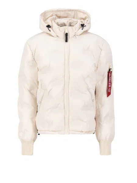 Alpha Industries geacă Hooded Logo bărbați de iarnă oversize bej