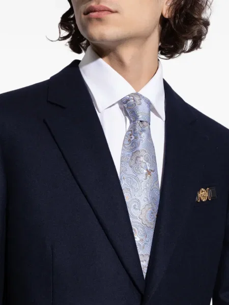 Cravată Etro cu model paisley albastru