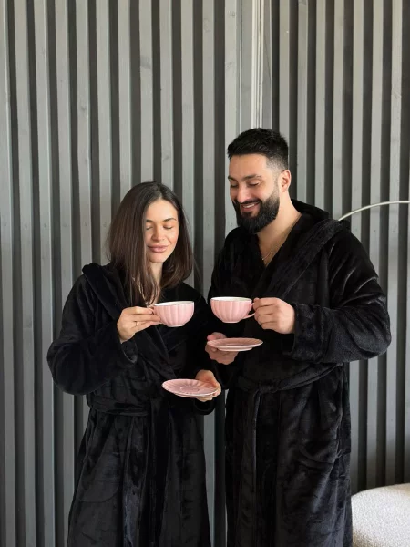 Халат Cosy на запах черный