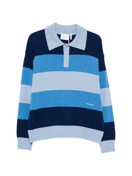 Gulerat tricou polo Axel Arigato cu dungi albastru