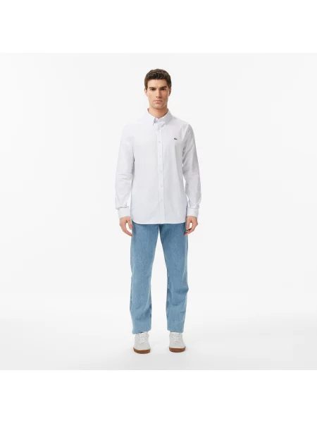 Lacoste Koszula Button-Down Slim Fit Jasnoniebieska niebieski