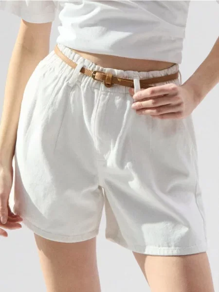 Джинсові шорти paperbag з білий