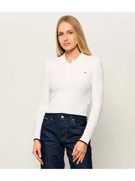 Tricou polo Tommy Jeans alb