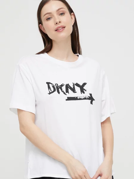 Горнище на пижама с къси ръкави Dkny бяло