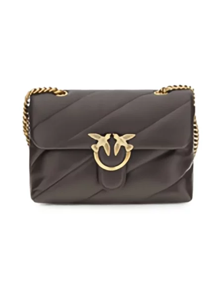 Torebka crossbody Pinko skórzana klasyczna brązowa