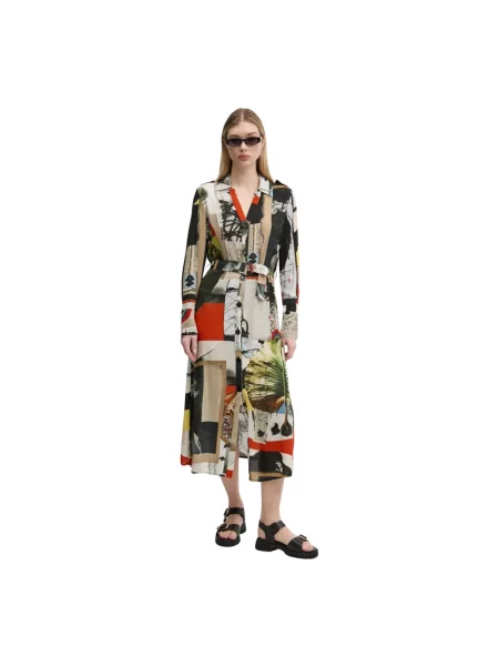 Desigual sukienka COLLAGE LACROI midi rozkloszowana czarny