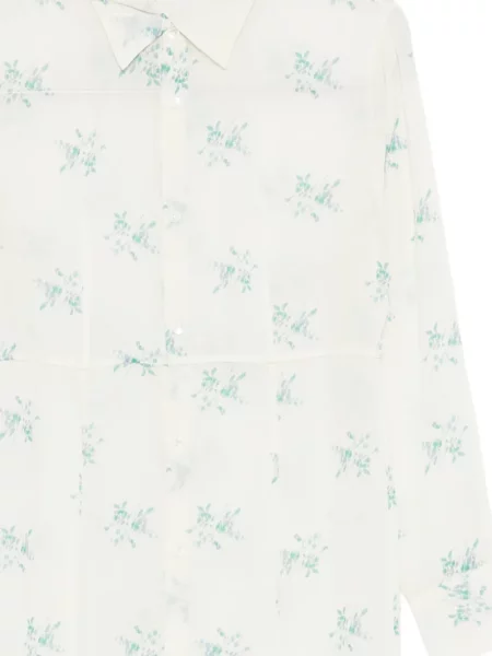 Rochie tip cămașă Auralee de mătase cu model floral cu imagine alb