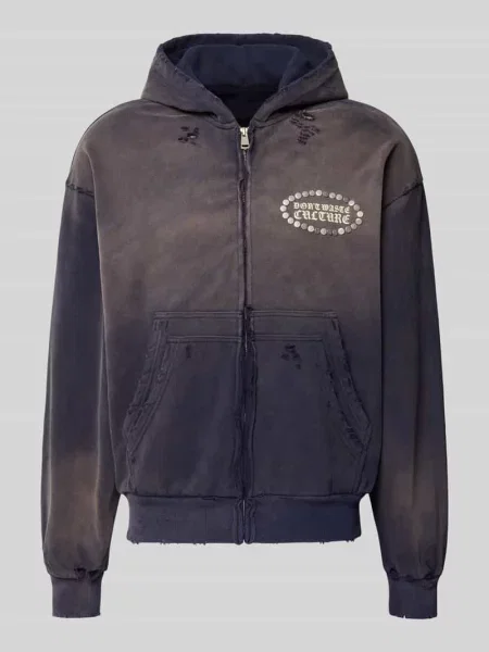 Bluza rozpinana o kroju oversized z mieszanki bawełny model SAVY' Don't Waste Culture granatowa
