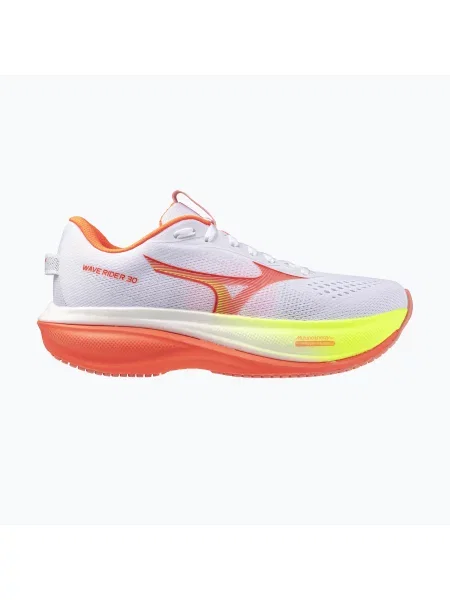 Încălțăminte de alergare pentru femei Mizuno Wave Rider 30 white/flamingo coral/lime pulp alb