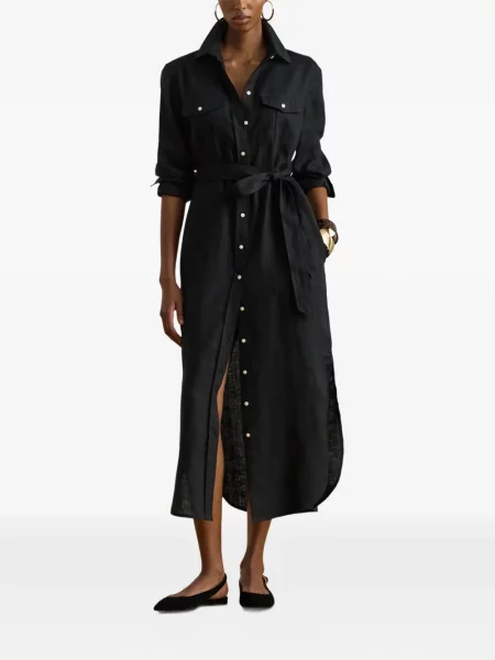Cu centură rochie tip cămașă Lauren Ralph Lauren negru