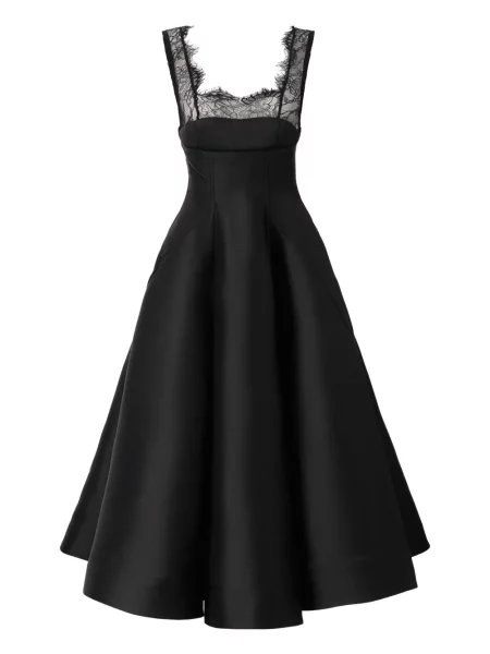 Rochie midi Araftu din dantelă până la genunchi de costum negru