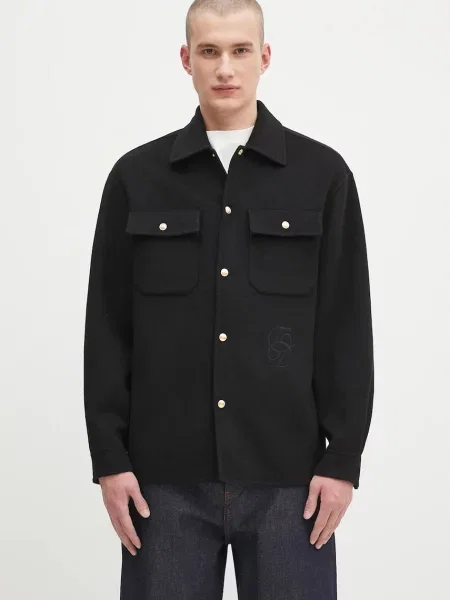 Vunena jakna Drôle de Monsieur La Surchemise Laine za prijelazno razdoblje crna