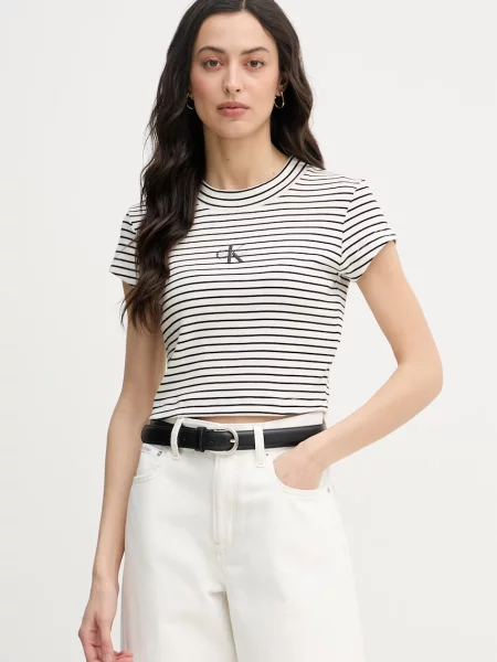 Calvin Klein Jeans Tricou BABY | Cropped Fit bej