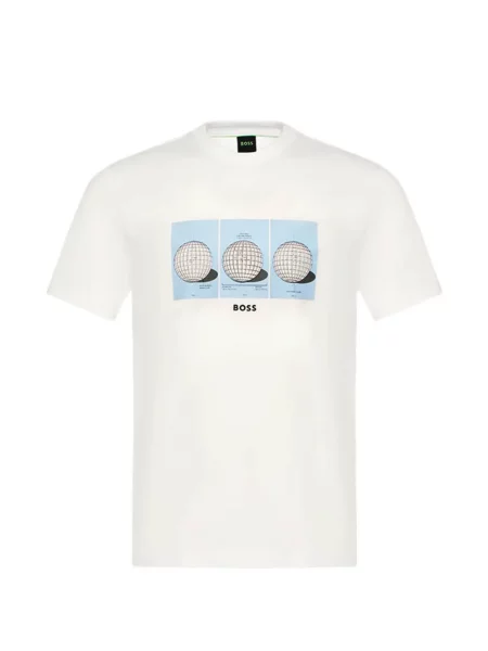 Tricou Boss cu imagine alb