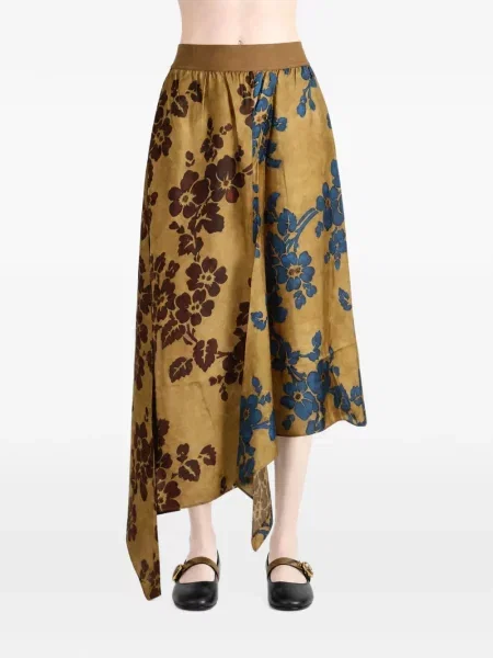 Fustă Uma Wang cu model floral cu imagine asimetrică